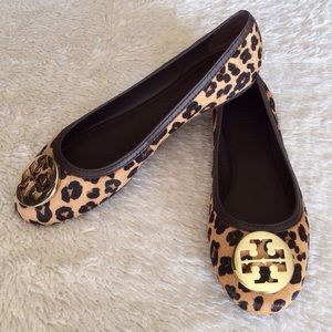 Tory Burch Leopard Calf Hair Flats